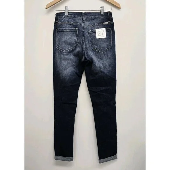 NEW Kancan Jeans Womens Sz 27 Cuffed Mid Rise Skinny Stretch Blue KC7105D NWT - Picture 2 of 12